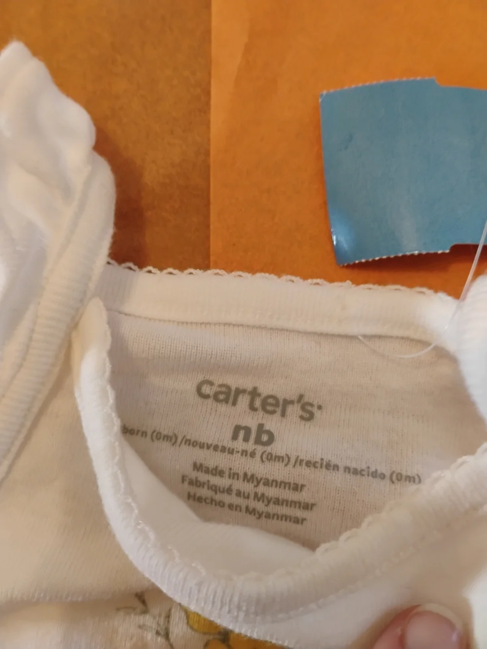 Carter's White Sleeveless Baby Bodysuit with Yellow Floral Print